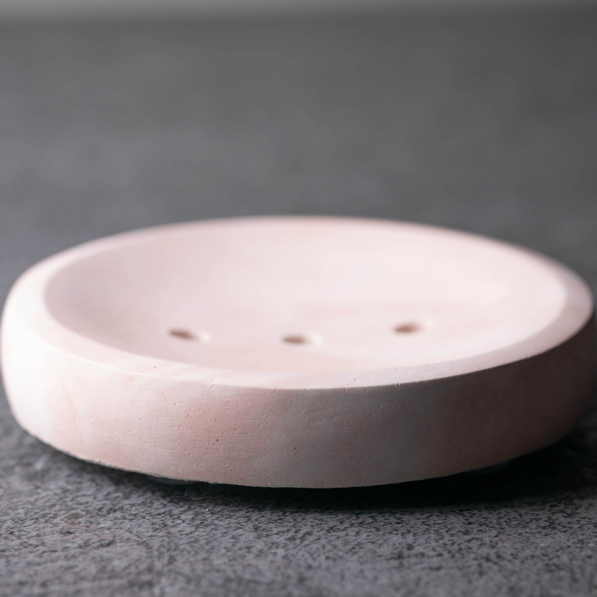 Round Concrete Soap Dish | Pink & White Marble